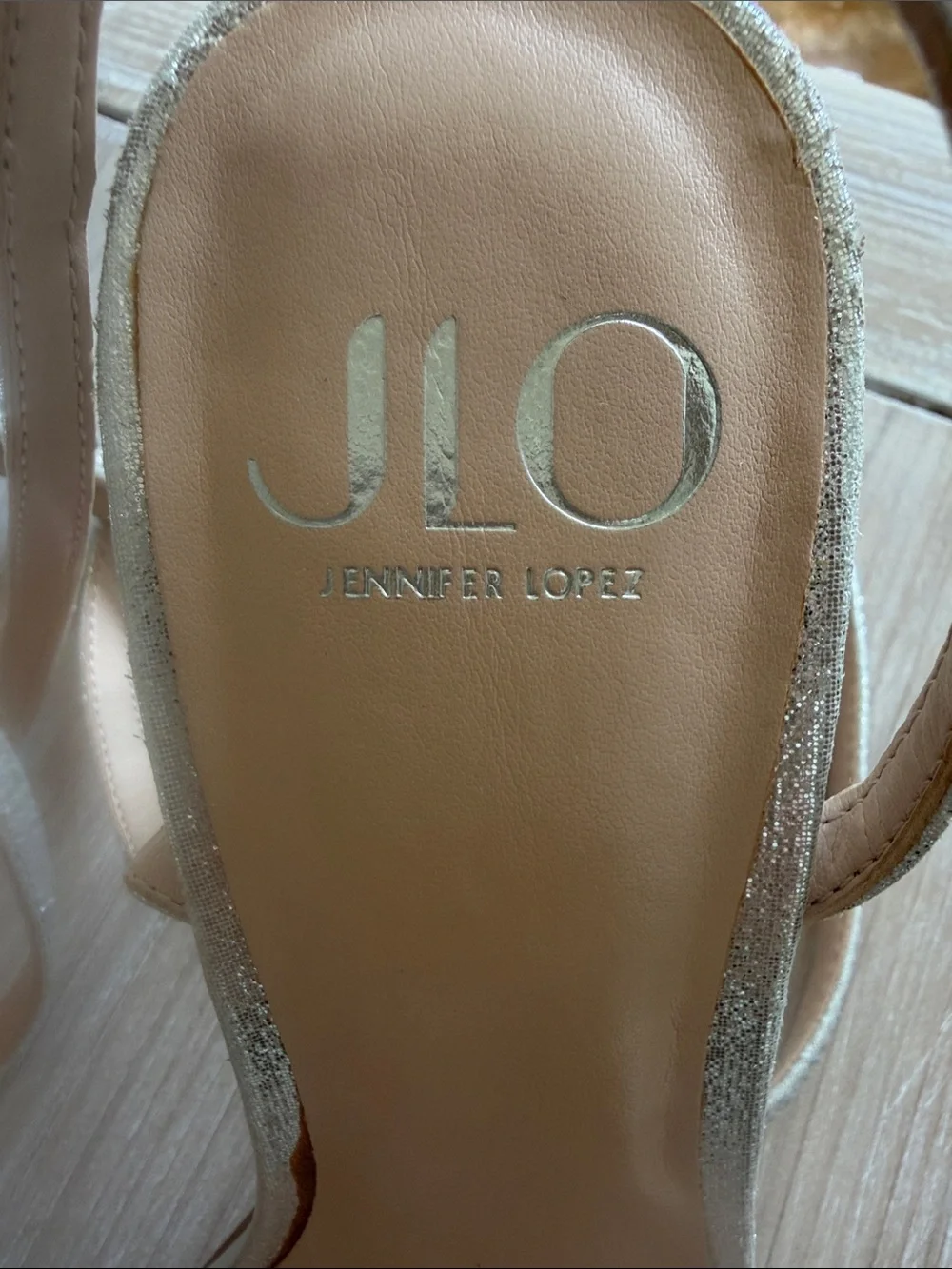 NWOT J . Lo Silver Glitter Strappy Pointed Heels with Ankle Strap